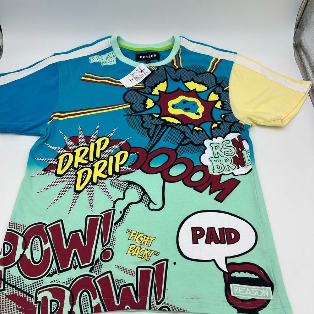 Reason Shirt Mens Medium Blue Short Sleeve Crew Neck Cotton Comics